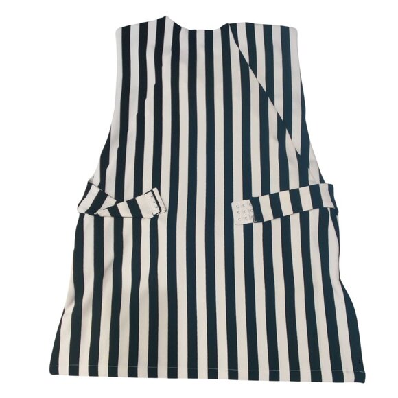 🖤 Gracia Sleeveless Blouse Women's Large Black/White Striped Tie Front Stretch - Picture 3 of 5